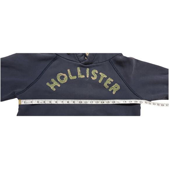 Hollister Adult Mens Medium Embroidered Distressed Hoodie Toggle Read - Picture 5 of 8